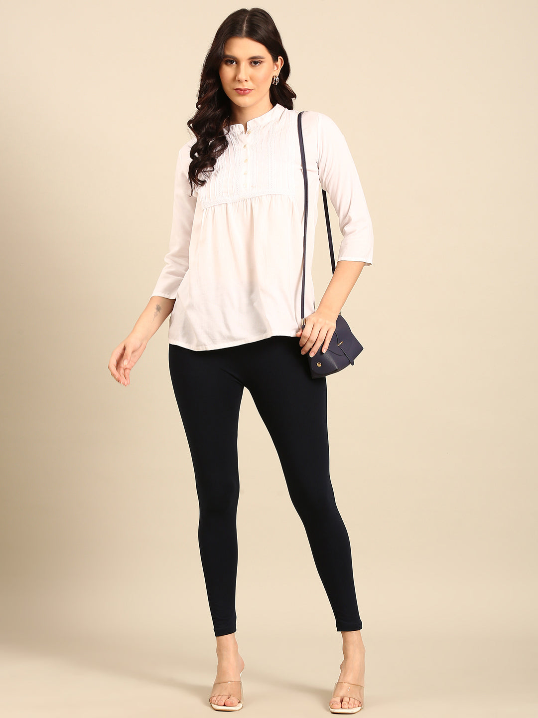 Ankle Length Leggings Cotton-Navy