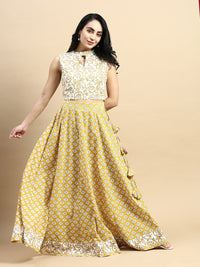 Co-Ord Set (Blouse & Skirt)-Mustard