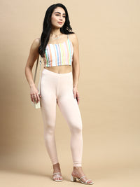 Ankle Length Leggings Viscose-Light Peach - De Moza