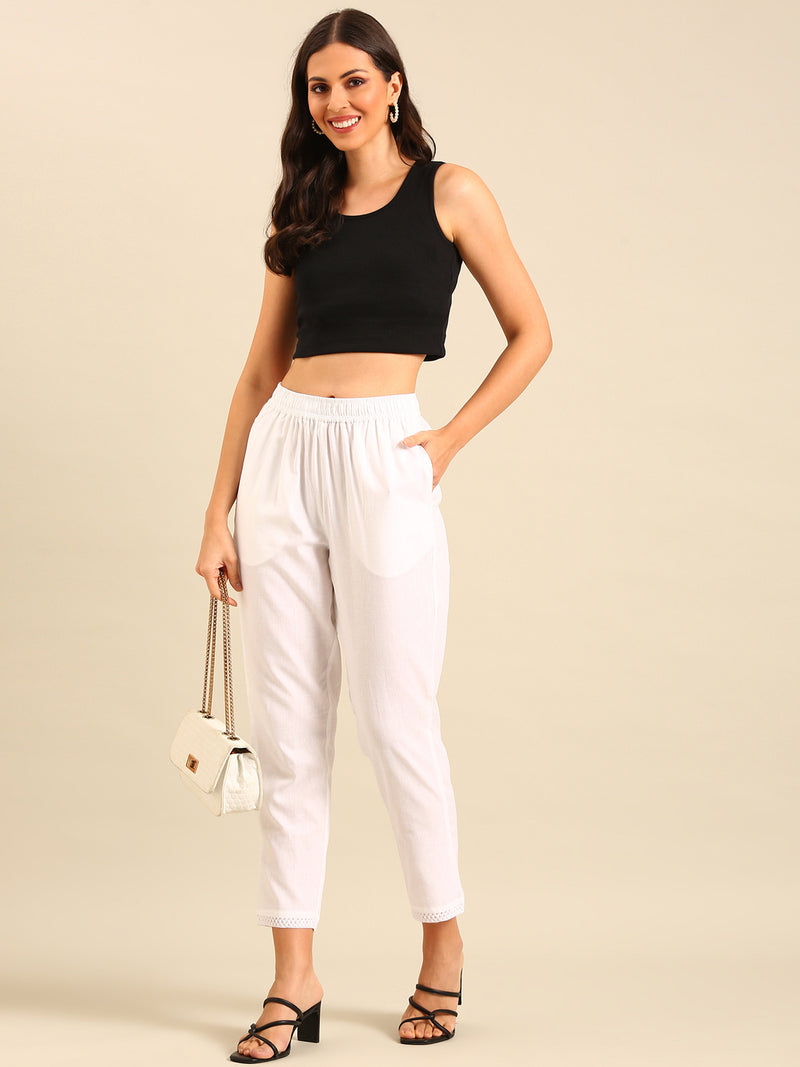 Cigarette Pants-White