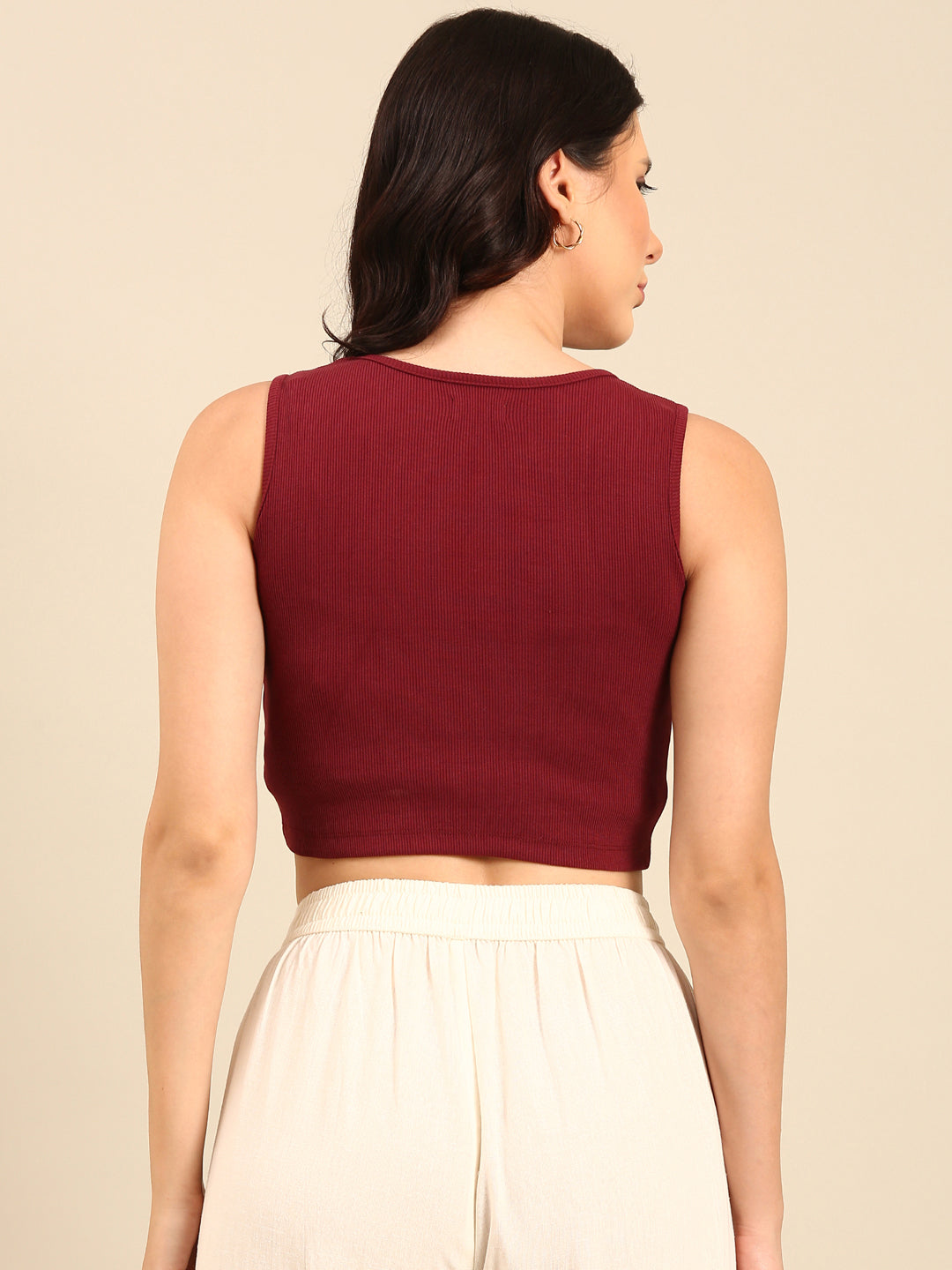 Crop Top-Burgundy