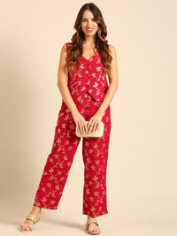 Palazzo All Over Print-Fuchsia