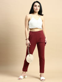 Super Stretch Kurti Pant-Maroon - De Moza