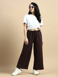 Wide Leg Straight Pant-Brown - De Moza