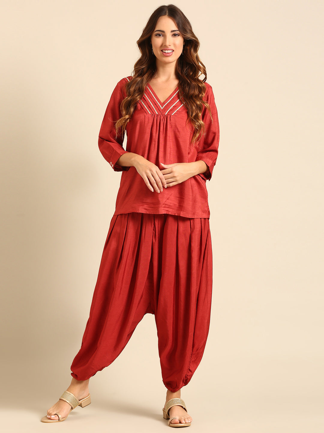 Harem Pant-Brick Red