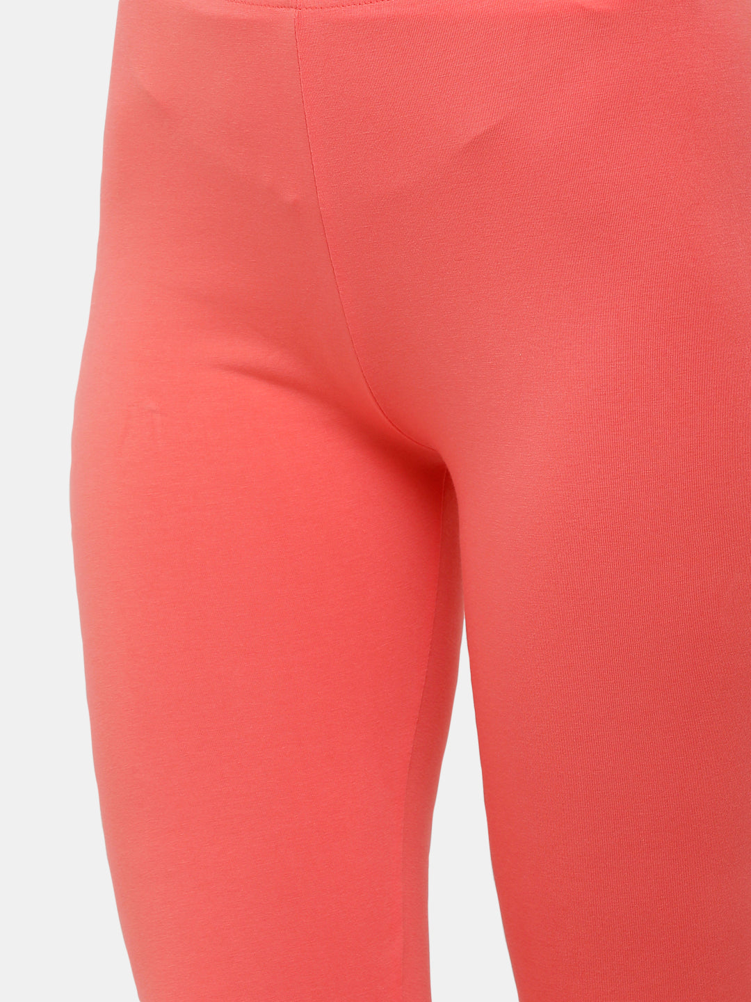 De Moza Ladies Ankle Length Leggings Solid  Cotton Light Coral