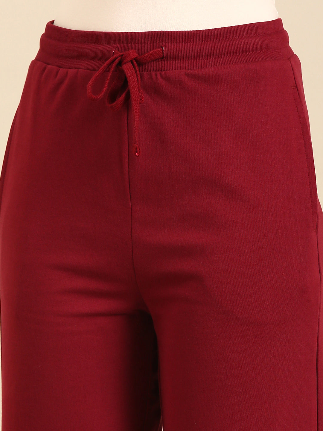 Wide Leg Casual Pant-Burgundy