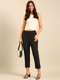 Printed Straight Pant-Black