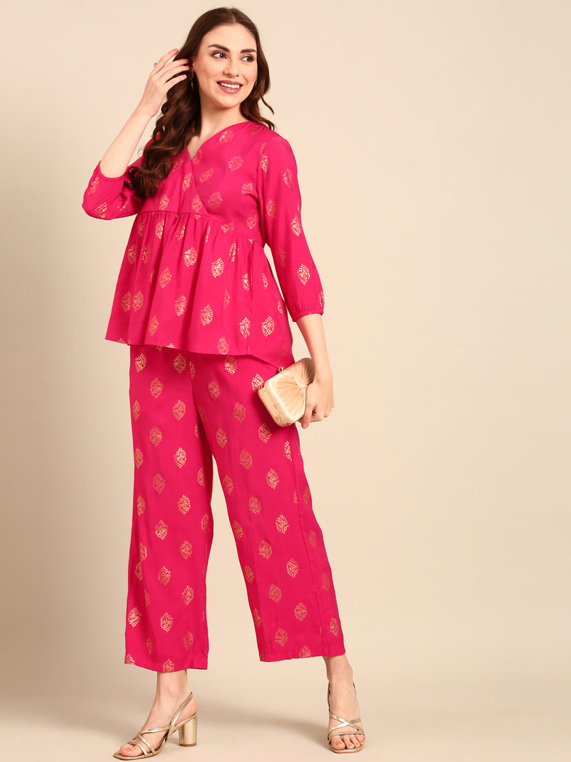 Palazzo All Over Print-Pink