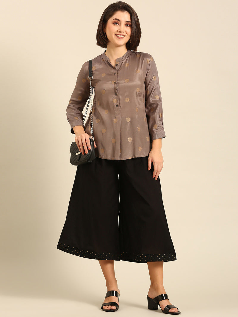 Culottes Embroidered-Black