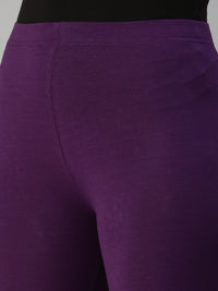 Ankle Length Leggings Cotton-Purple - De Moza