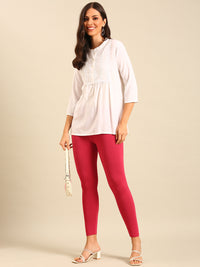 Ankle Length Leggings Viscose-Dark Pink