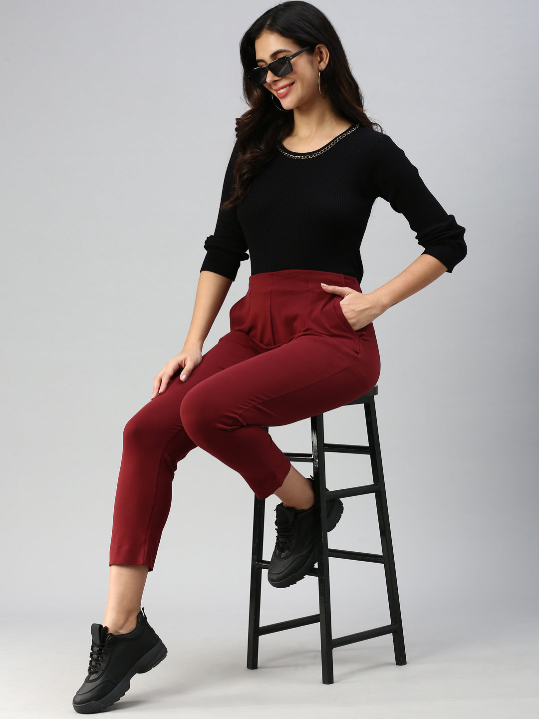Maroon Cigarette pant at Rs 160/piece | Cigarette Pants in Ulhasnagar | ID:  2849298489688
