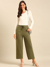 Wide Leg Casual Pant-Olive Green