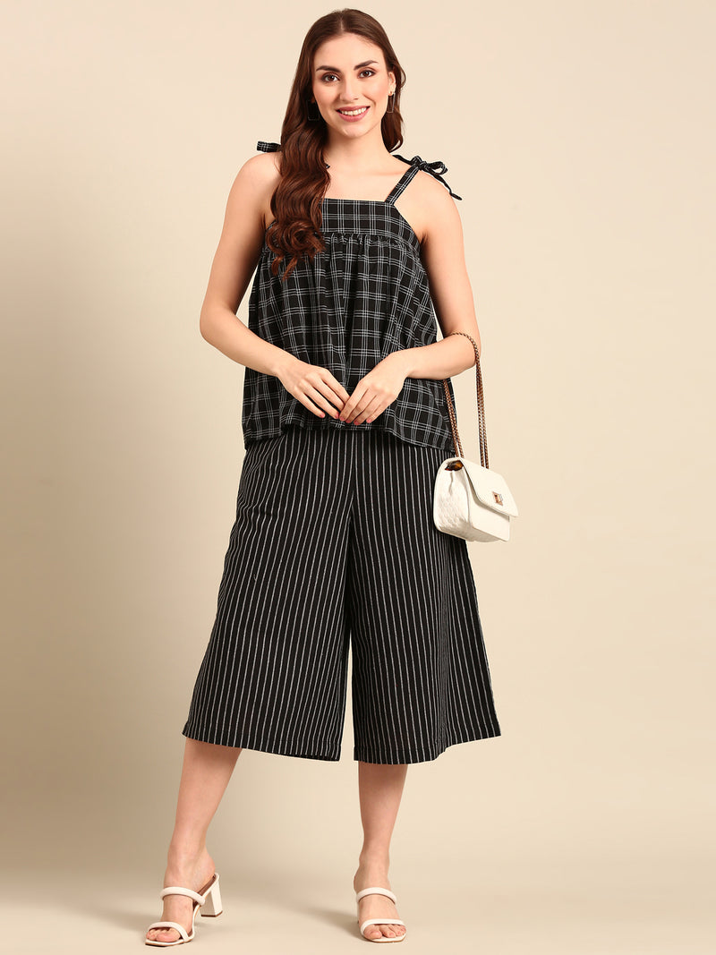 Culottes Stripped-Black