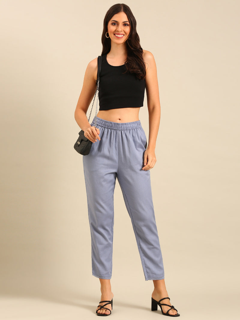 Cigarette Pants-Powder Blue