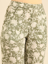 Printed Straight Pant-Mint Green