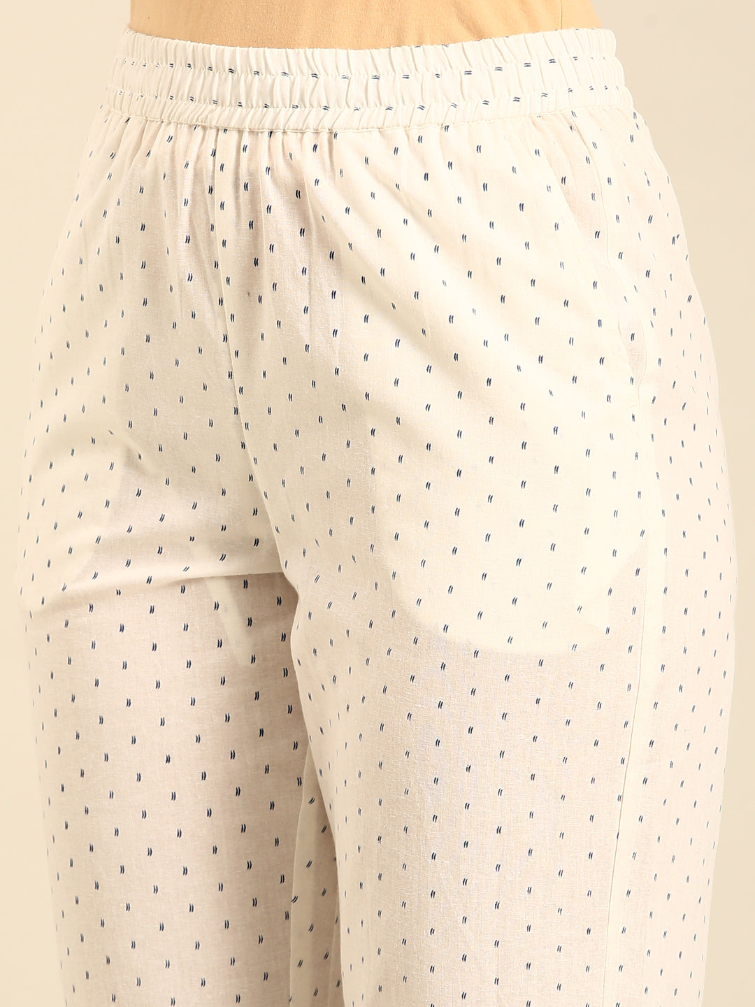 Printed Straight Pant-Offwhite