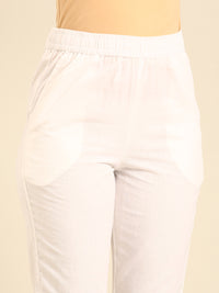 Cigarette Pant Embroidered-White