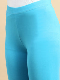 Ankle Length Leggings Viscose-Turquoise Blue - De Moza