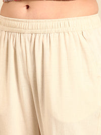 Straight Pant Embroidered-Natural