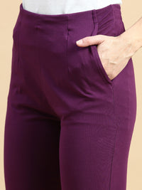 Super Stretch Kurti Pant-Dark Purple - De Moza