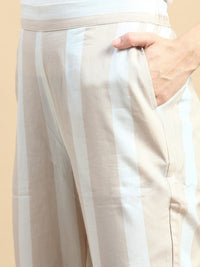 Straight Pant Striped-Beige - De Moza