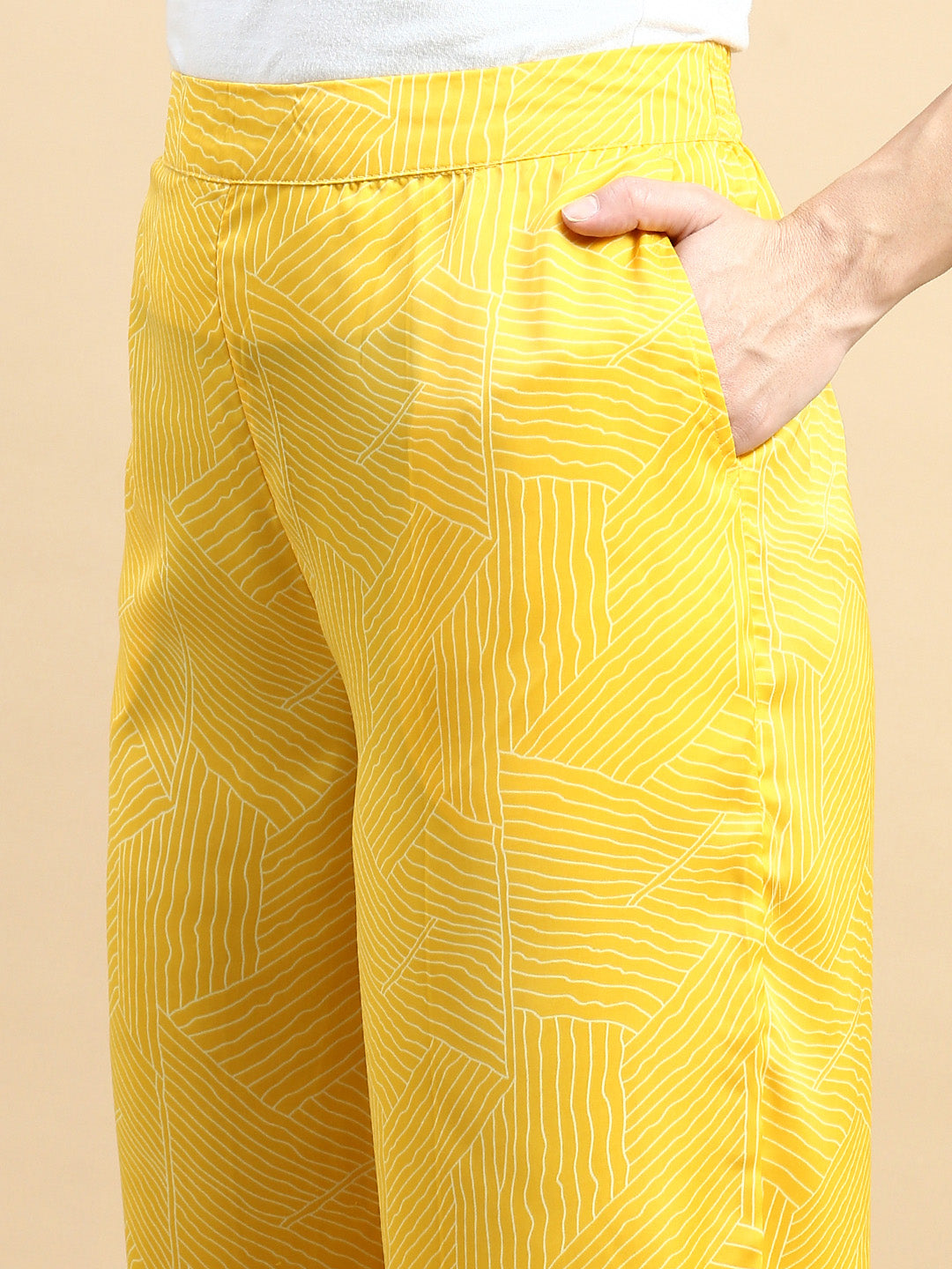 Palazzo All Over Print-Yellow - De Moza