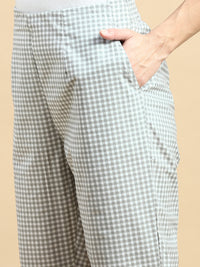 Straight Pant Checked-Grey - De Moza