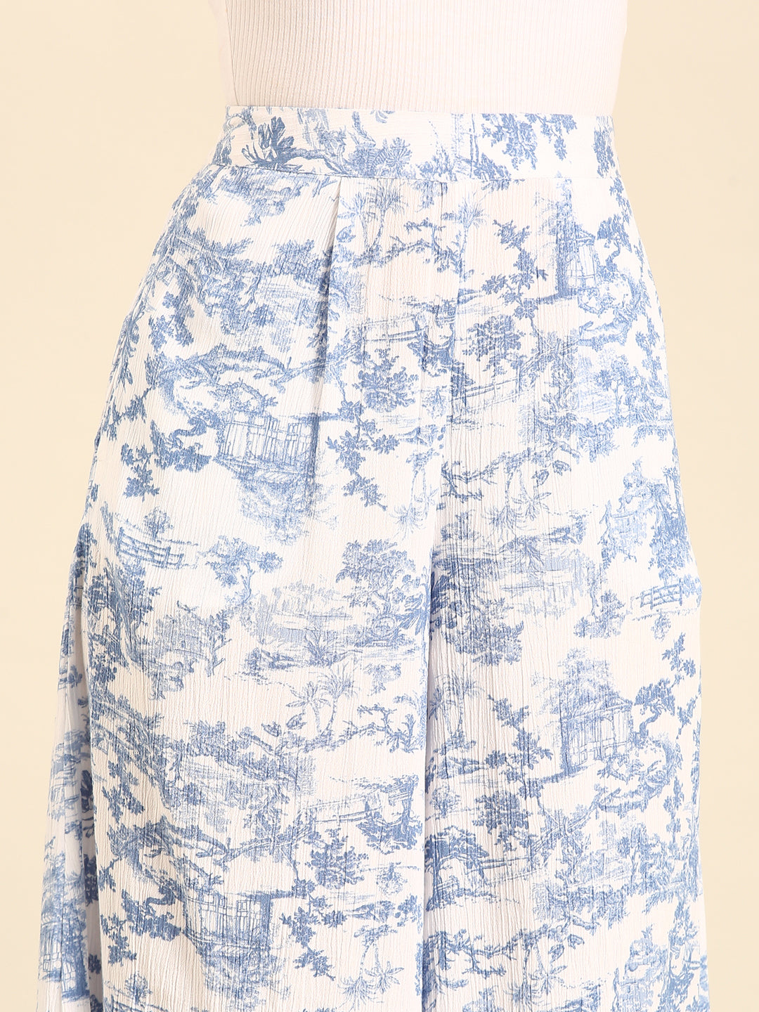 Printed Culottes-Powder Blue