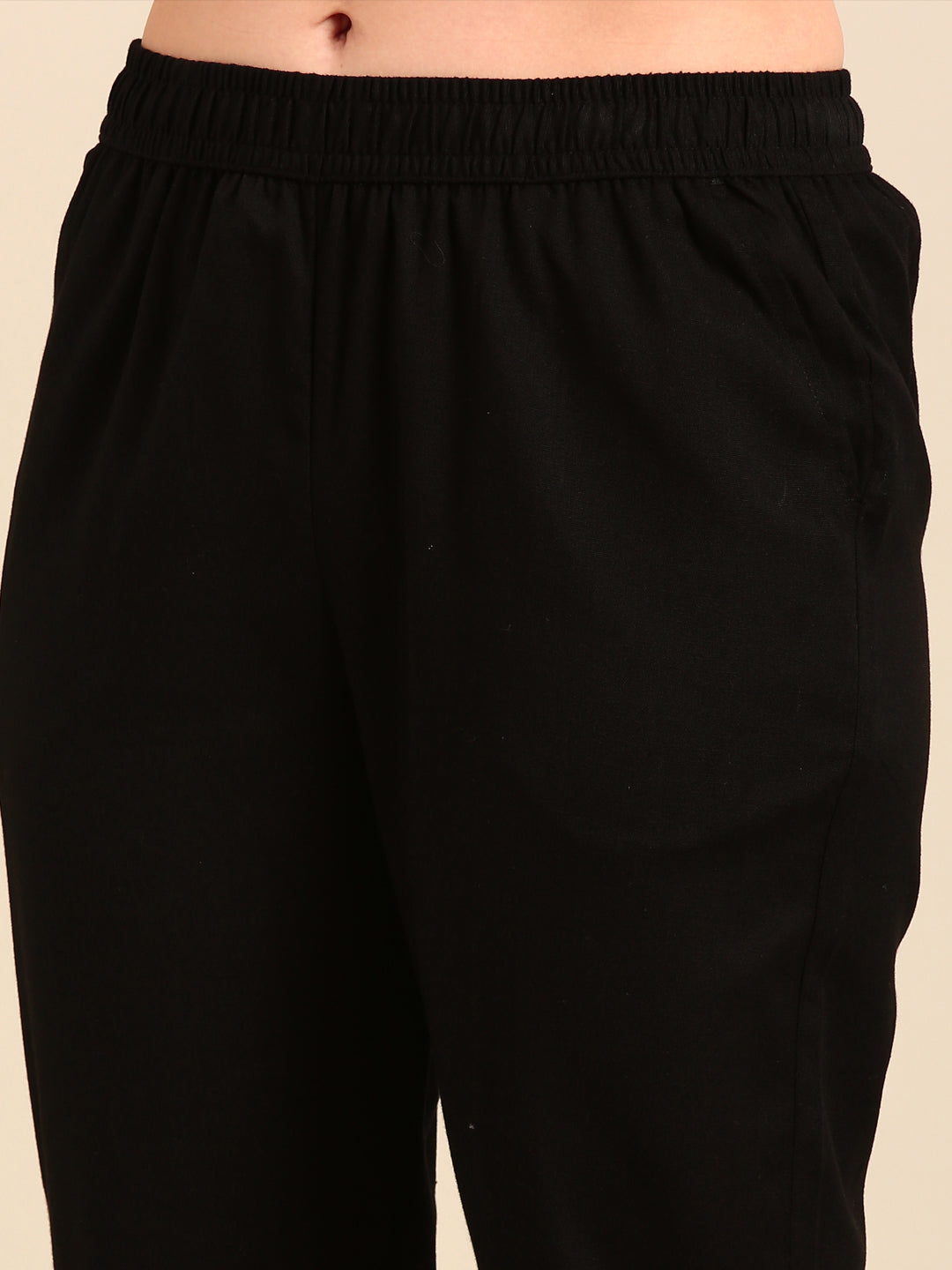 Straight Pant Embroidered-Black