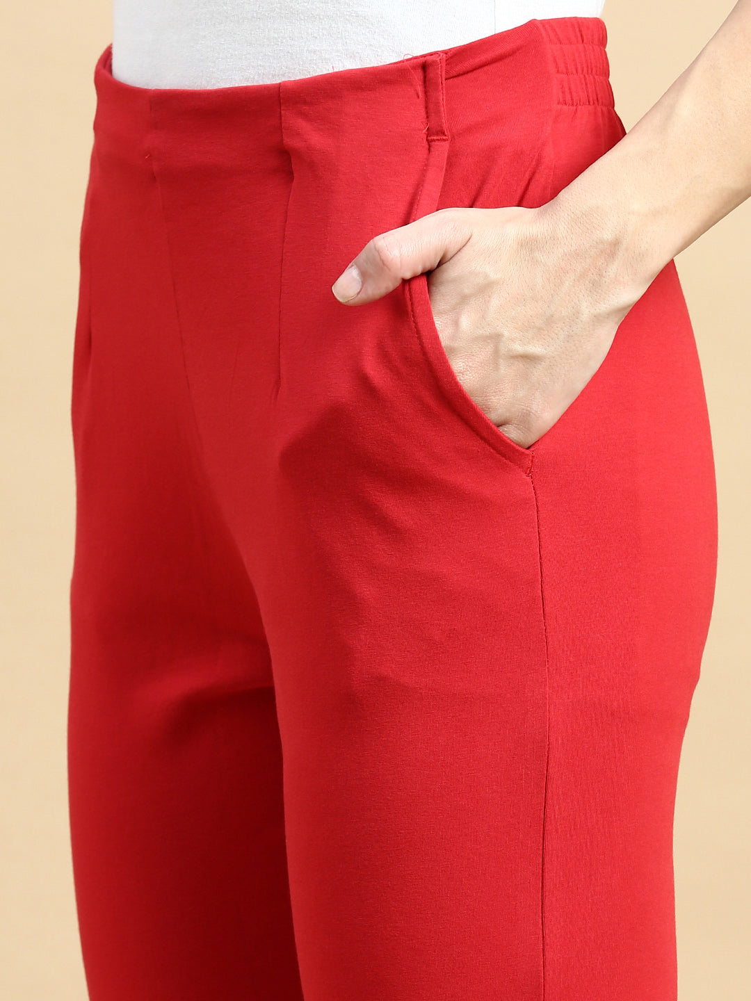 Super Stretch Kurti Pant-True Red - De Moza