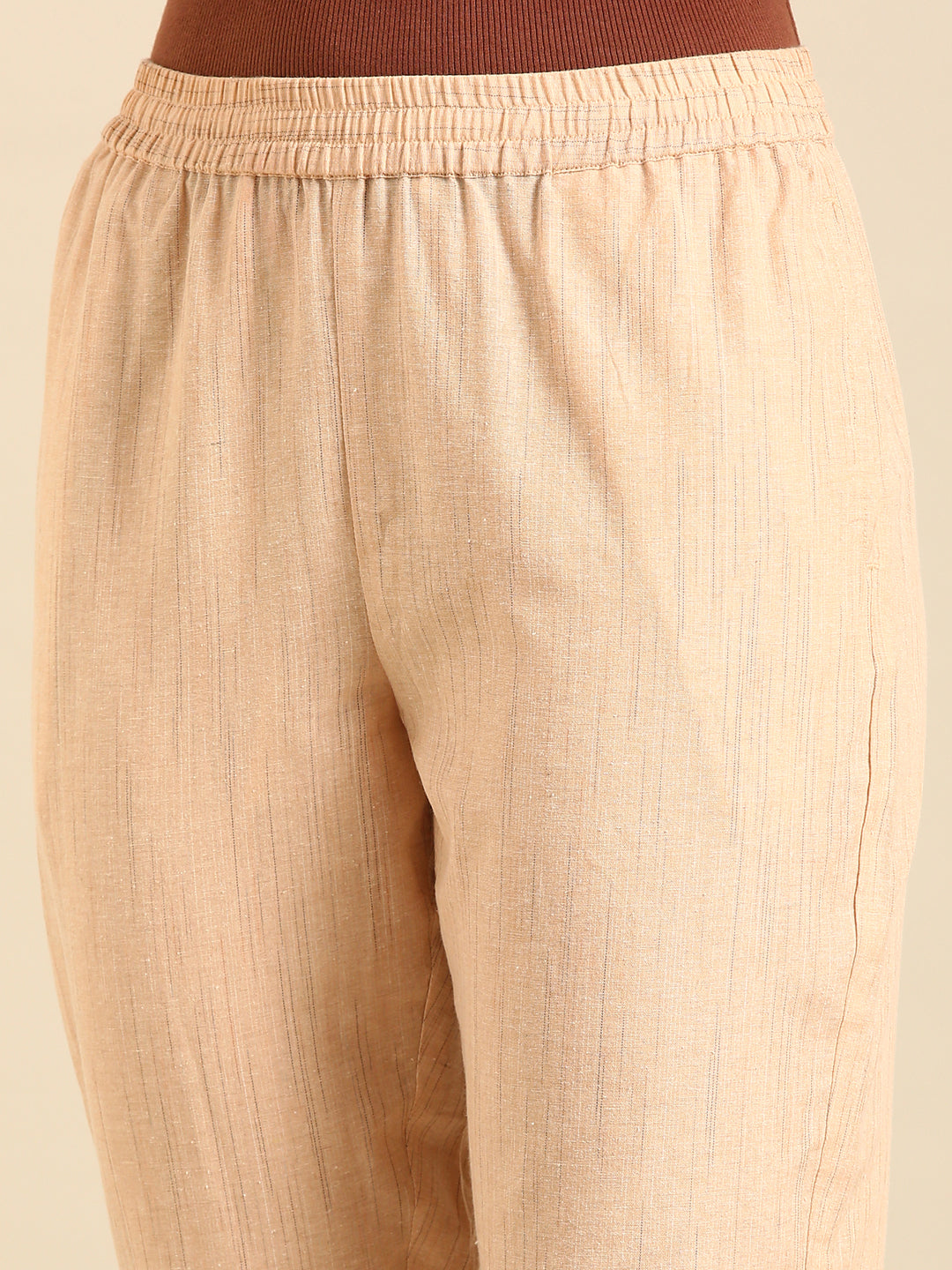 Printed Straight Pant-Beige