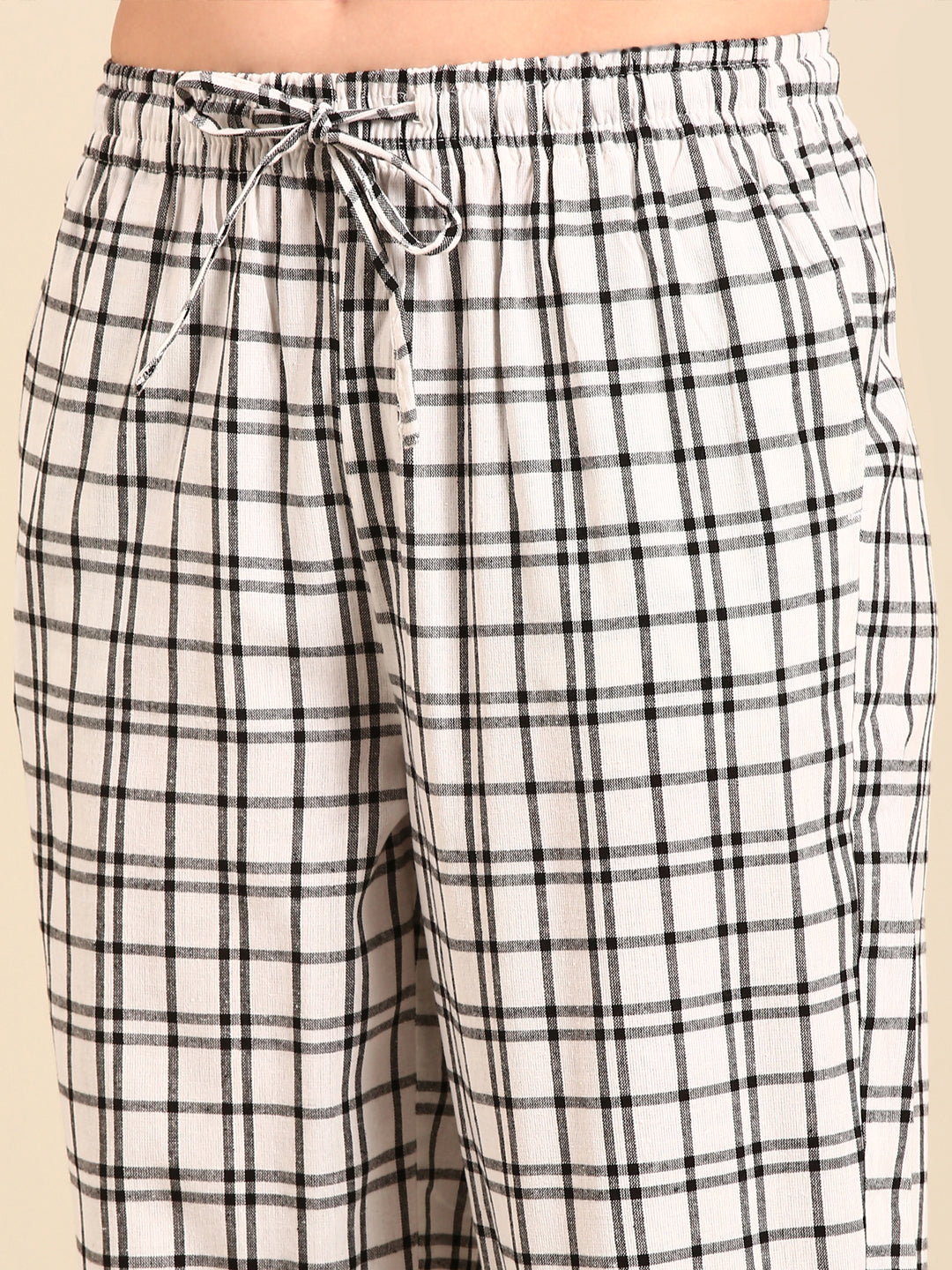 Harem Pant Checked-White