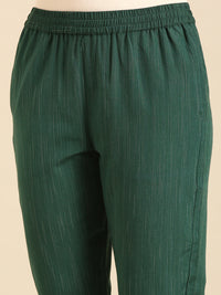 Printed Straight Pant-Bottle Green