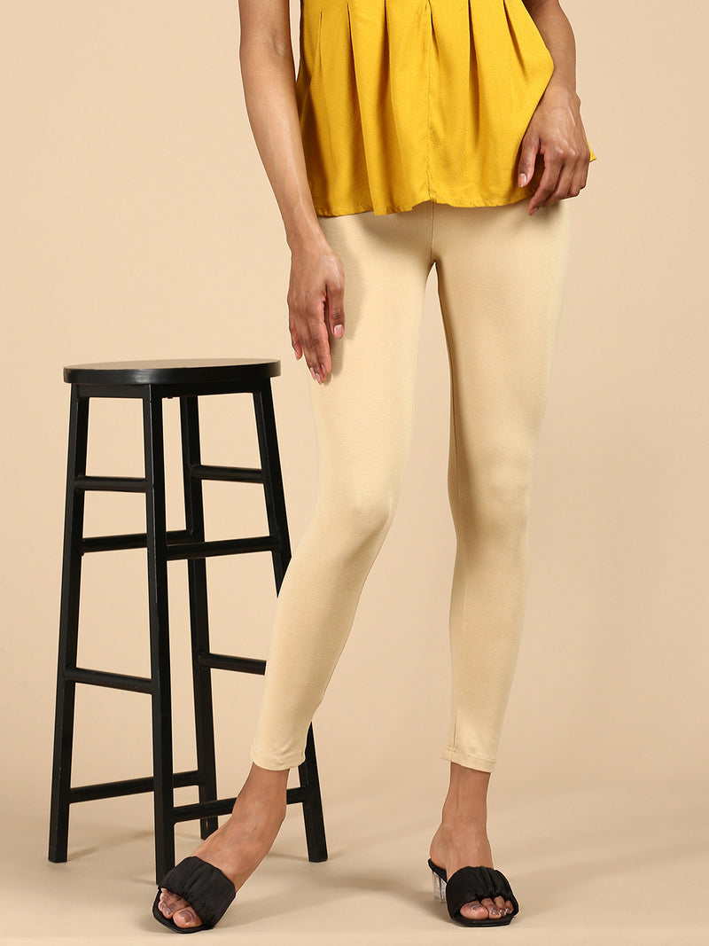 Ankle Length Leggings Viscose-Beige