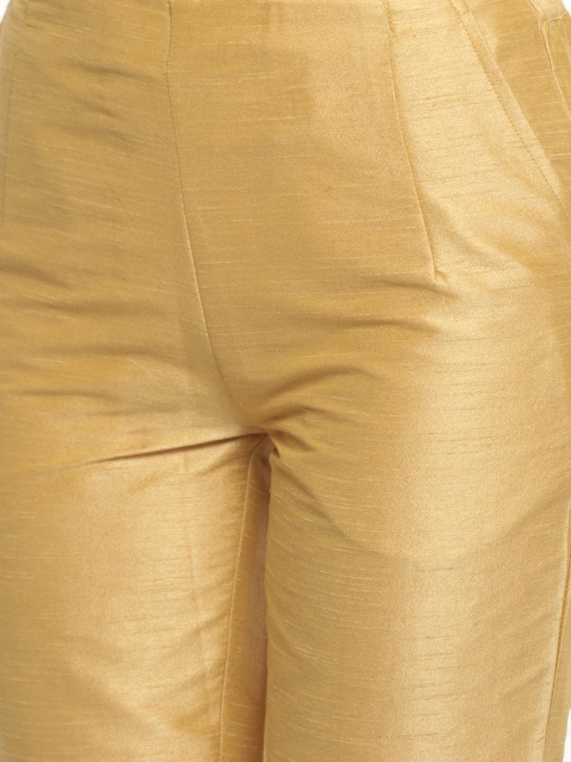 Buy Womens Solid Deep Gold Straight Fit Silk Pant  GoColors