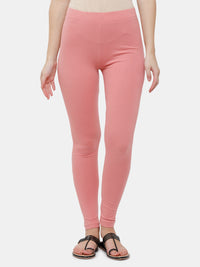 De Moza Ladies Ankle Length Leggings Solid Cotton Peach