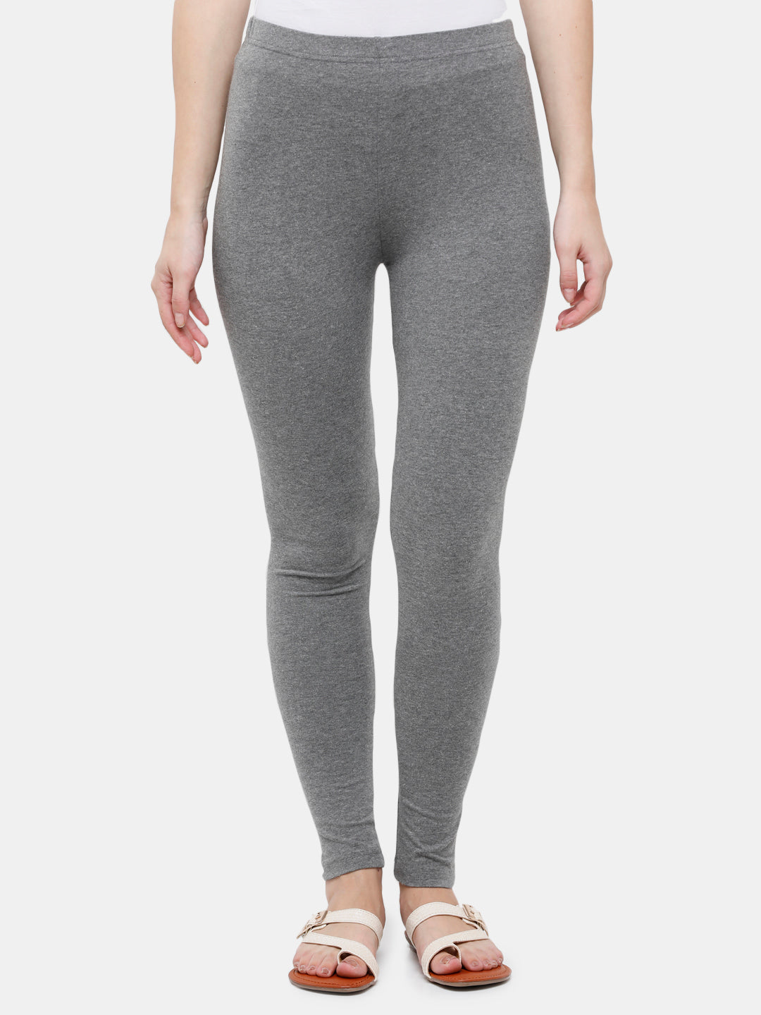 Women's gray melange leggings with mixed stitching | Golden Goose