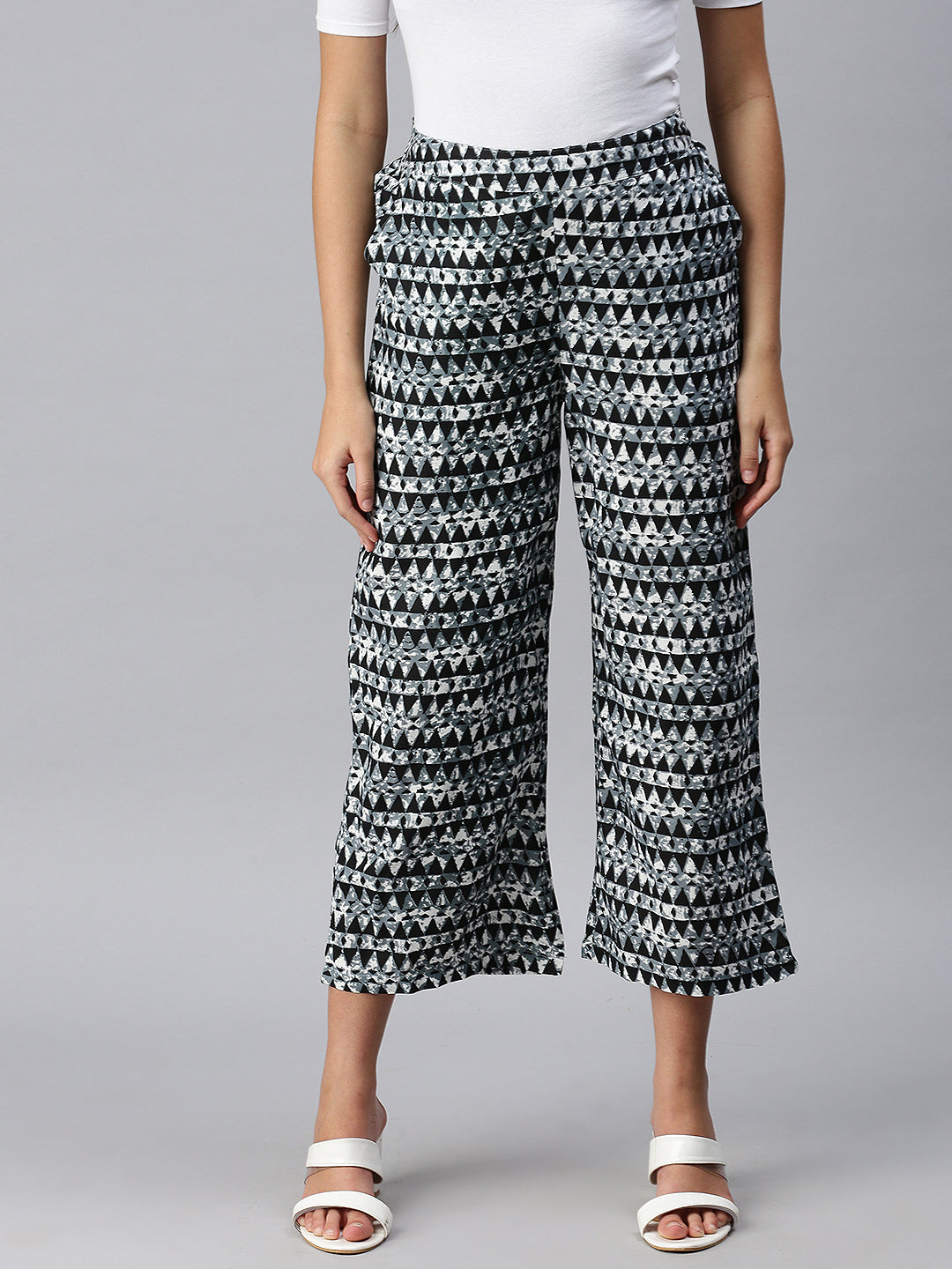 Patterned trousers - Black/Spotted - Ladies | H&M