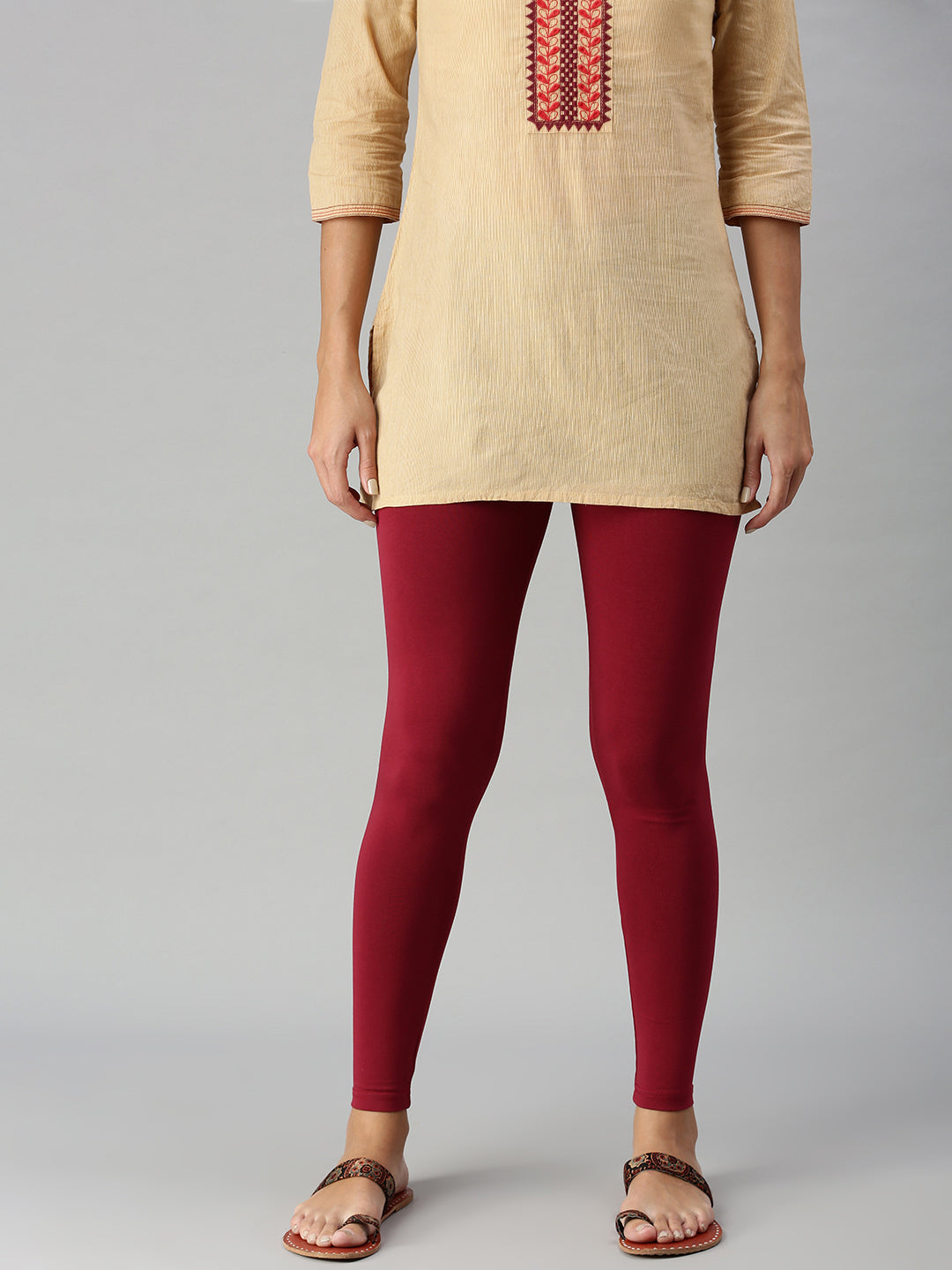 Wheat Cotton Ankle Length Legging at Soch