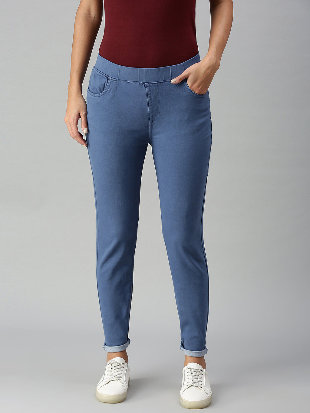 De Moza Women's Jeggings Mid Blue, 55% OFF