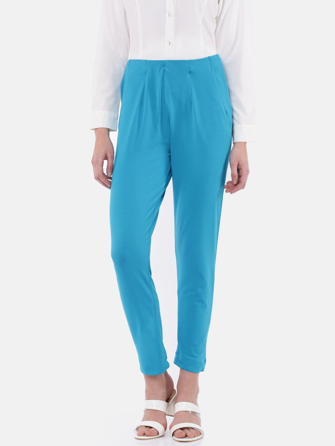 Choker denim trousers: Women Trousers New Light Blue | GCDS