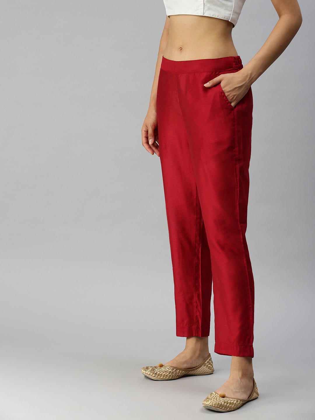 Legsa Slub Cotton Slim Fit Stretchable Maroon Cigarette Trouser at Rs  145/piece | Mumbai | ID: 27405219362