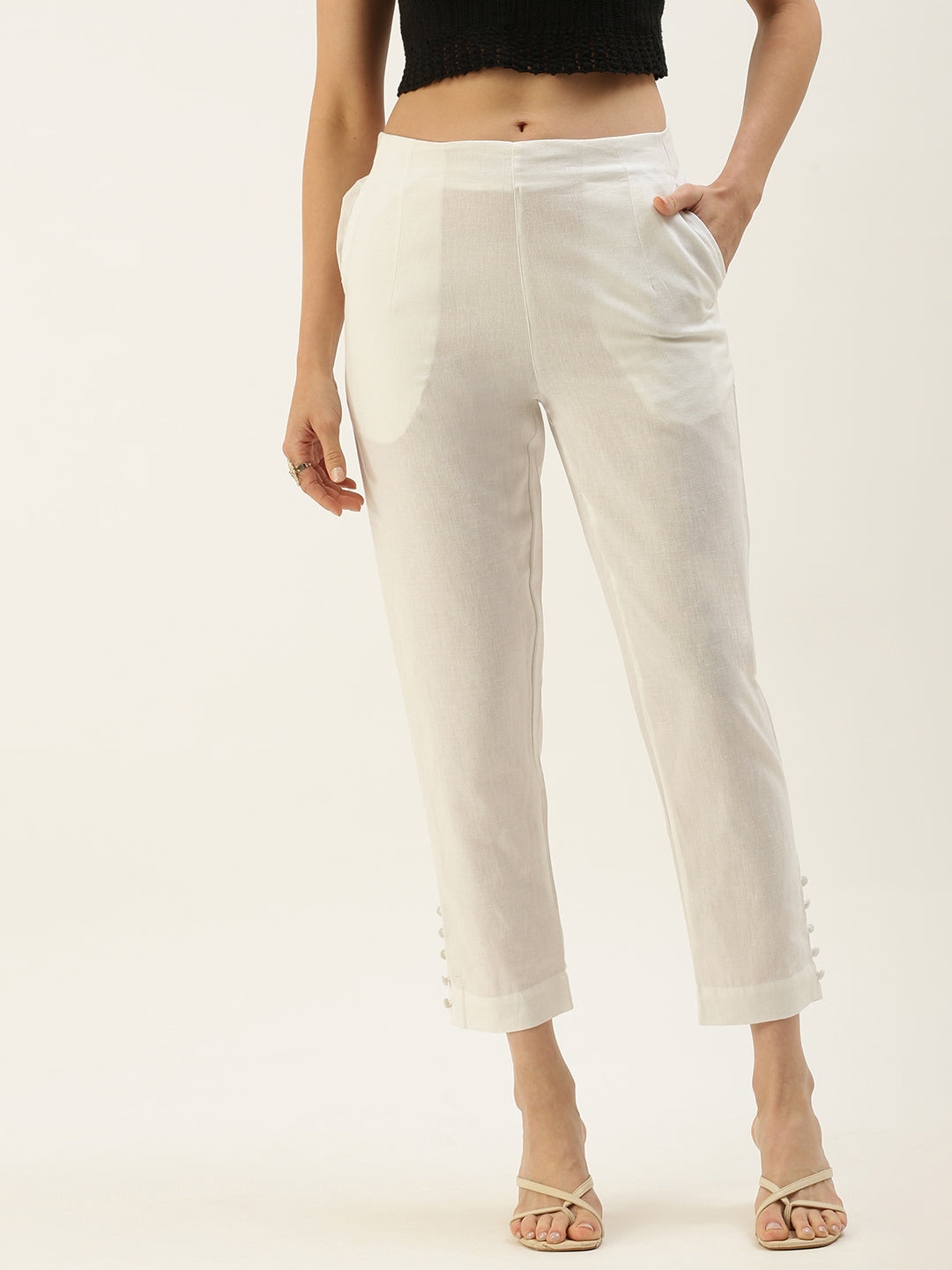 Buy online Women Solid Pleated Cigarette Pants from bottom wear for Women  by Fabbibaprints for ₹589 at 69% off | 2024 Limeroad.com