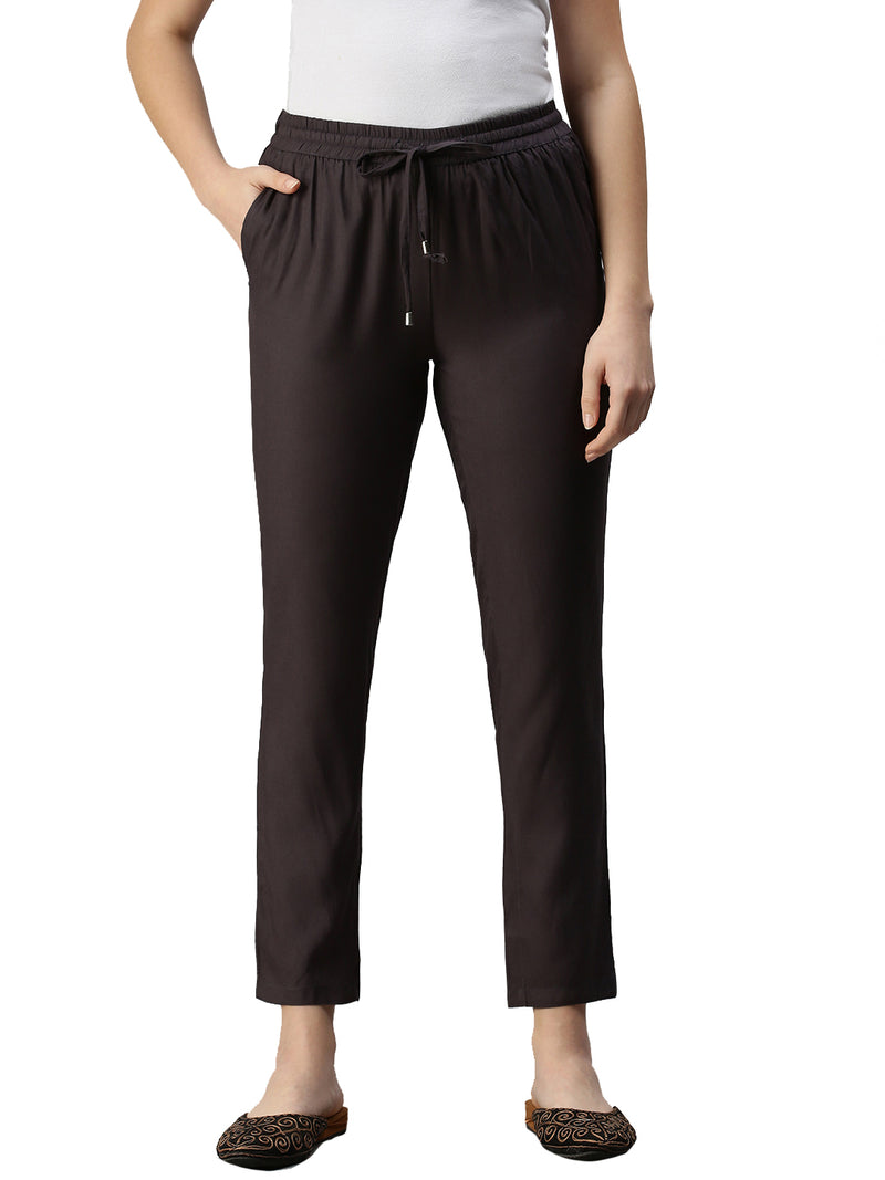 De Moza Women's Straight Pant Dark Grey