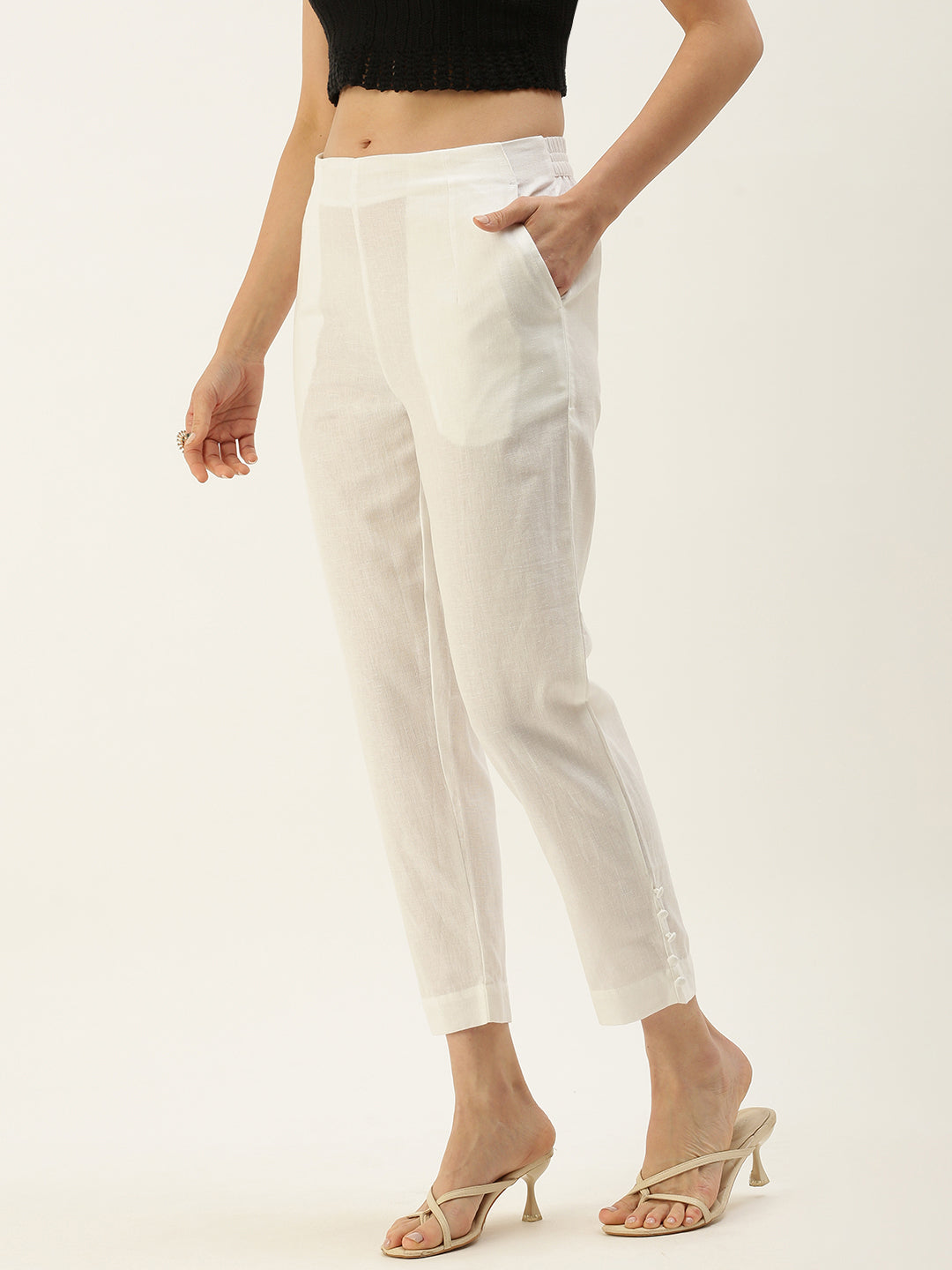 Missguided  Tailored Cigarette Trousers  White  Missguided