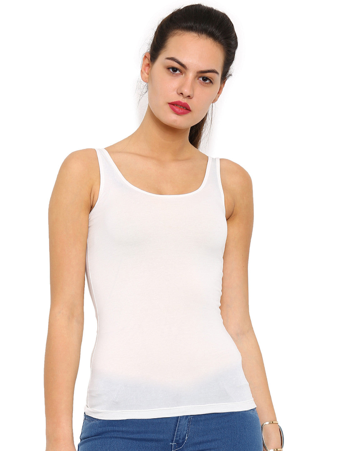 Pack of 2 De Moza Ladies Razor Back Top Offwhite & Black