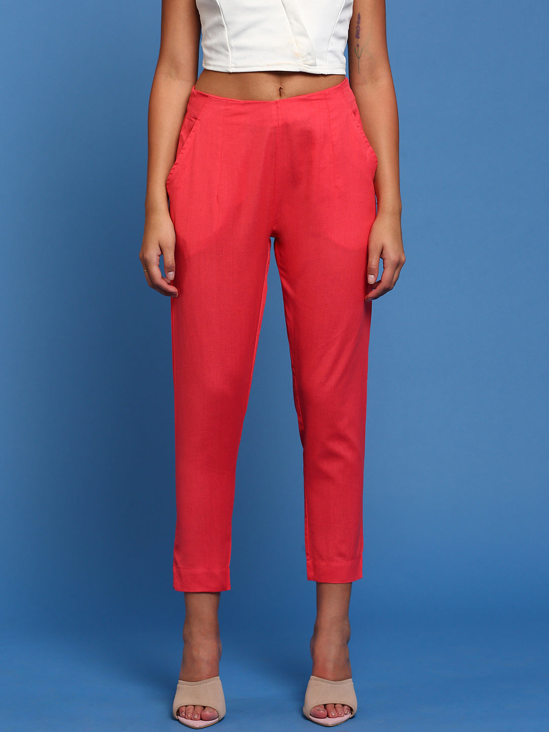 De Moza Women's Cigarette Pant Coral