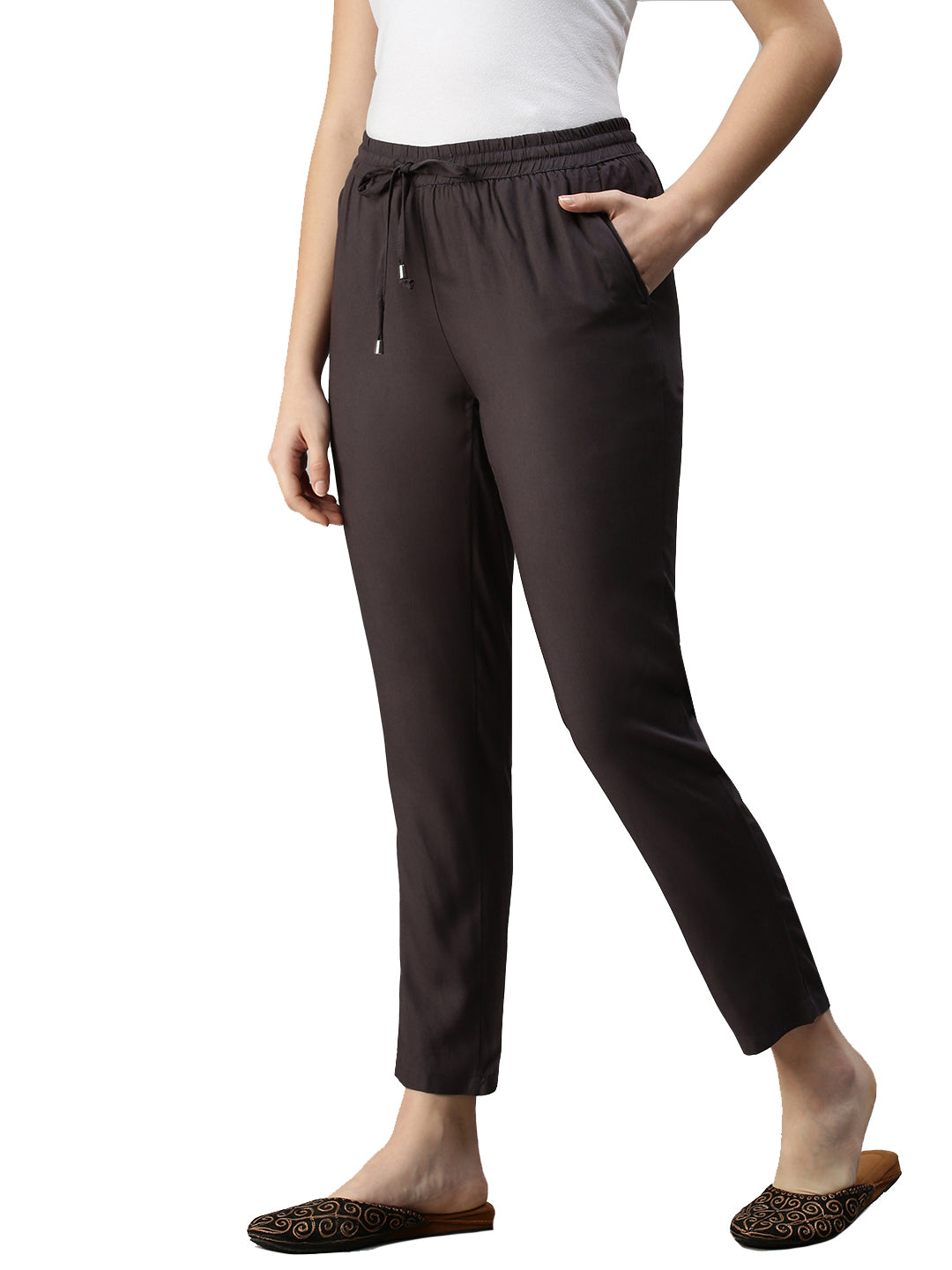 De Moza Ladies Straight Pant Dark Grey